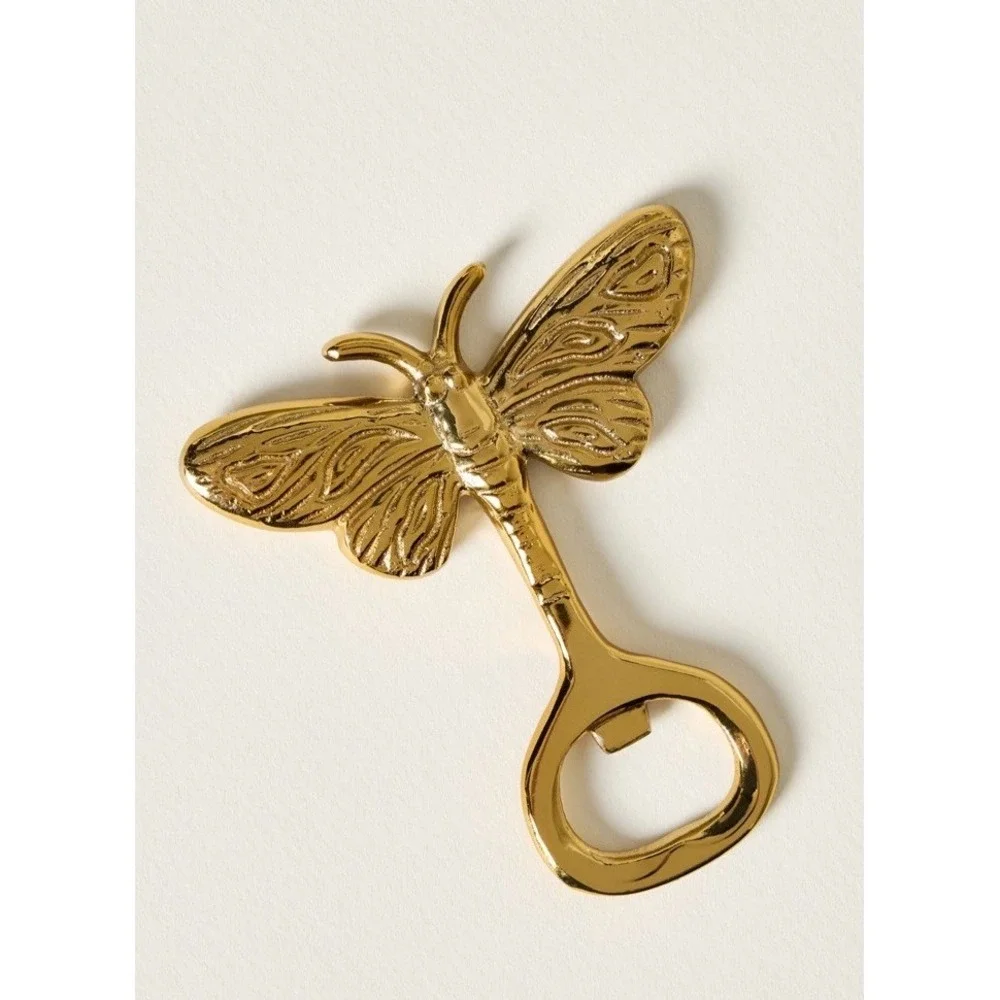 Anthropologie Bottle Opener Barware Moth Butterfly Gold Tone Whimsical Gift‎